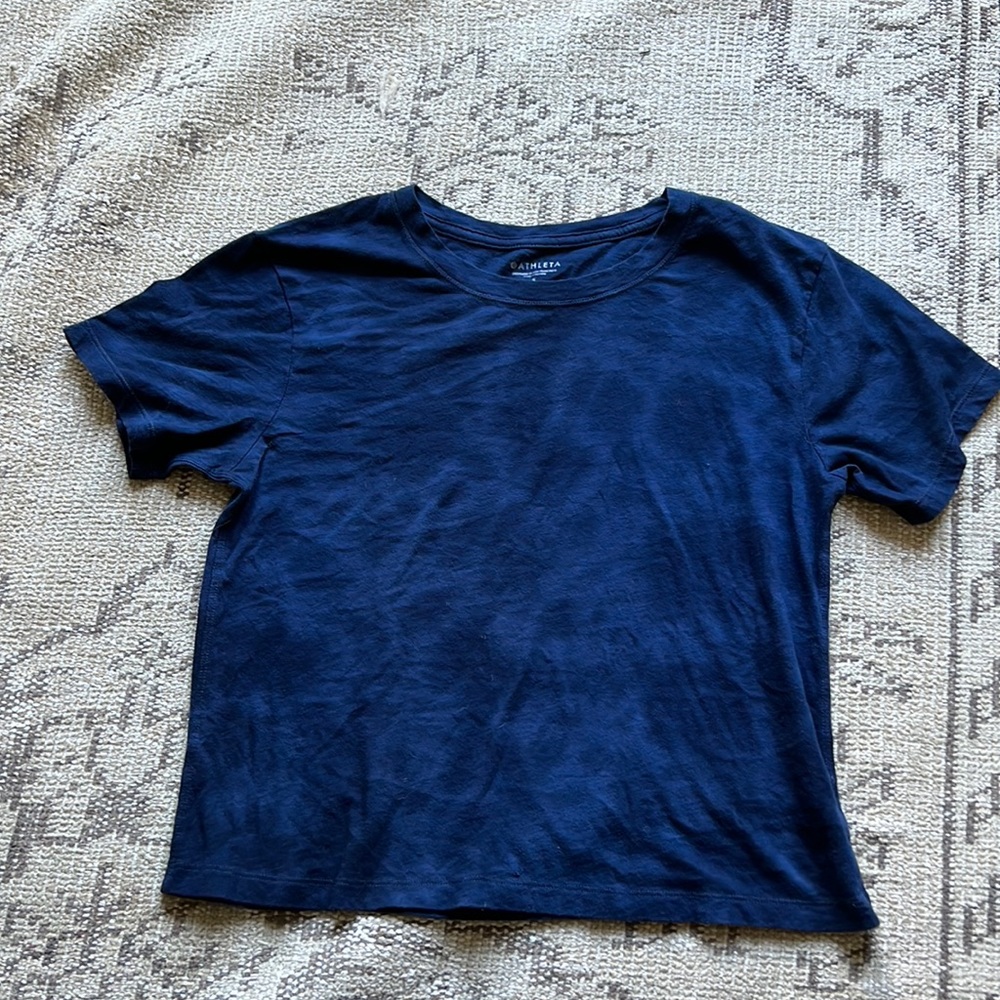 Athleta dark navy tie-dye crop T-shirt